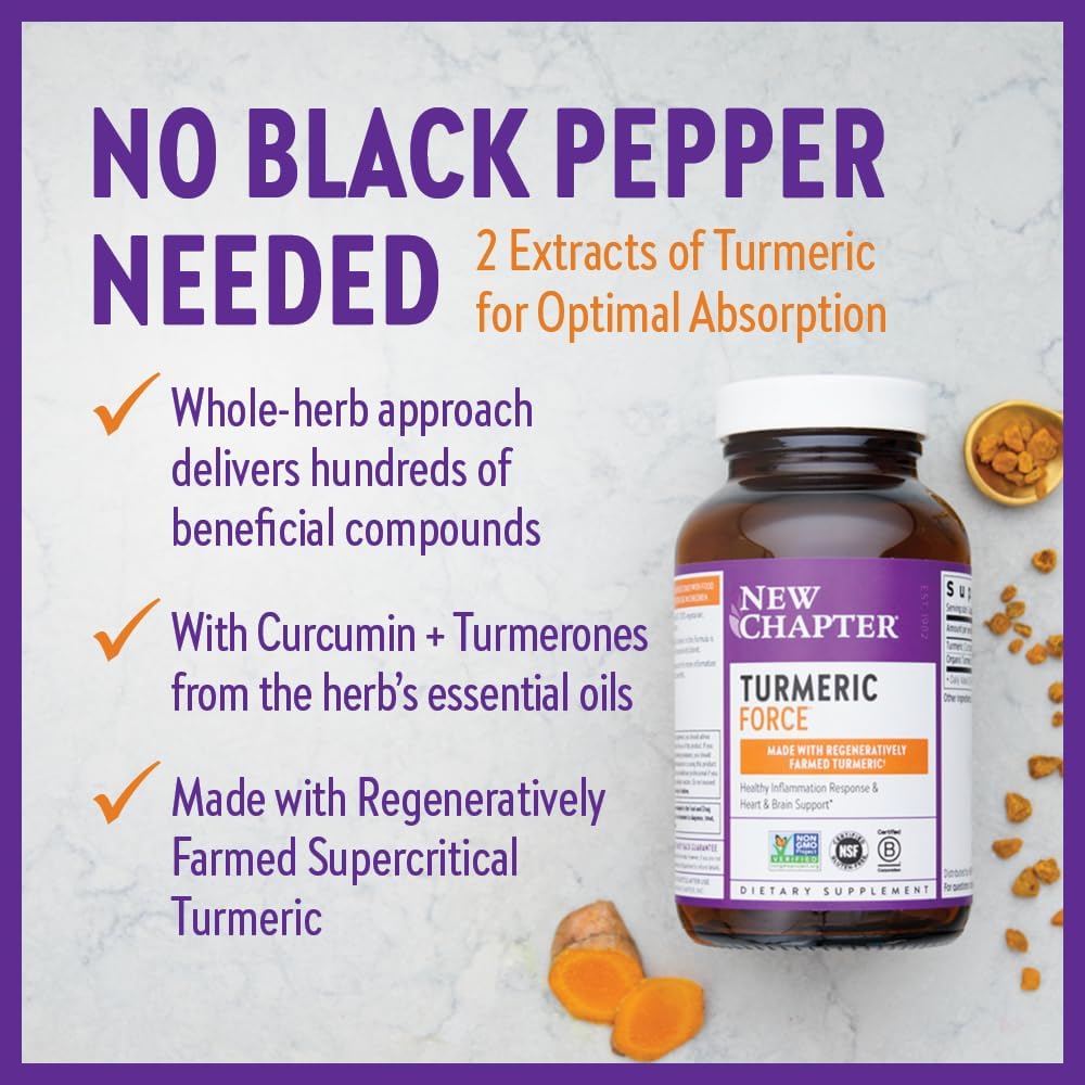 New Chapter Turmeric Supplement for Healthy Support, Non-GMO, Gluten Free – 120 Count