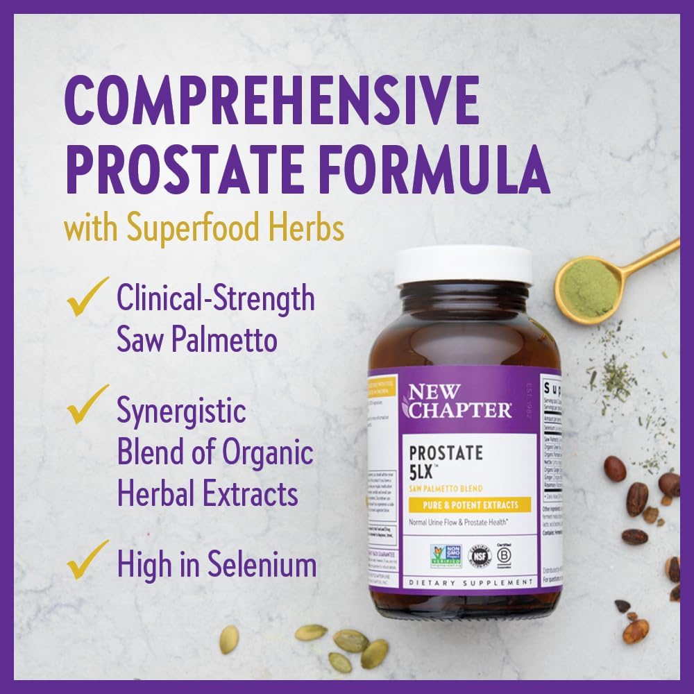 New Chapter Prostate Supplement - Prostate 5LX with Fermented Selenium for Prostate Health - 180 ct Vegetarian Capsule