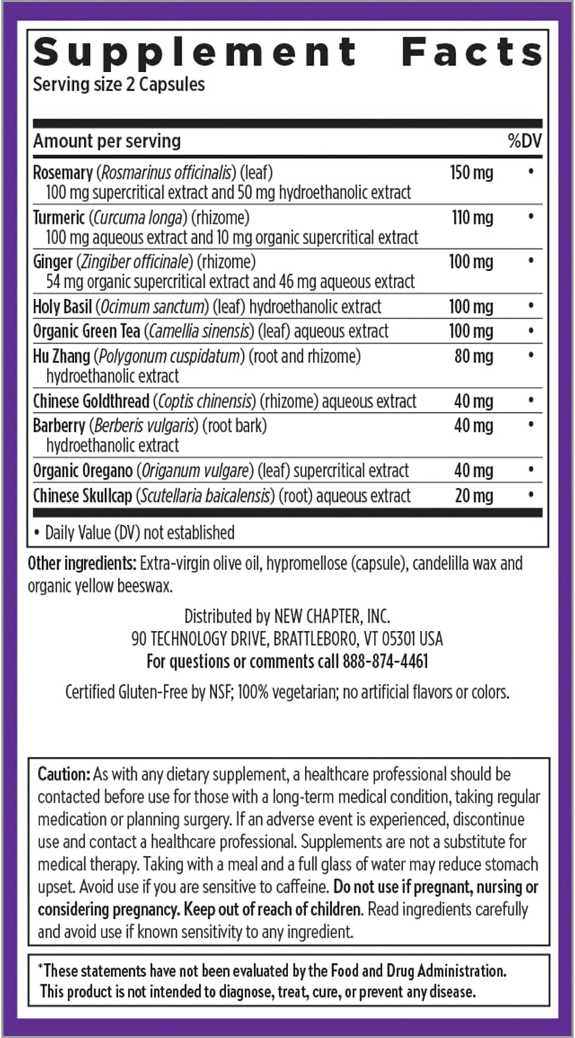 New Chapter Multi-Herbal Pain Reliever+ Joint Supplement, Zyflamend™ 10-in-1 Superfood Blend with Ginger & Turmeric for Healthy Inflammation Response & Herbal Pain Relief+, 180 Count
