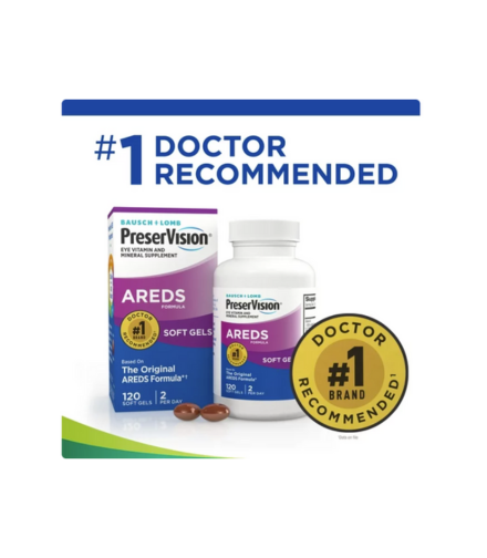 PreserVision AREDS, Bausch + Lomb, Eye Vitamin & Mineral Supplement Tablets, 120Ct (Soft Gels)