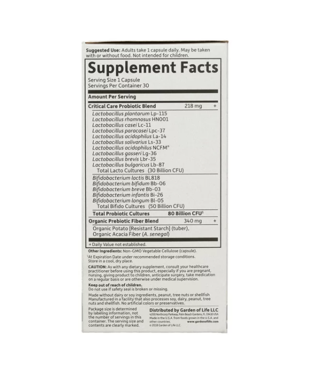 Garden of Life Dr. Formulated Critical Care Probiotics, 80 Billion CFU, 30ct
