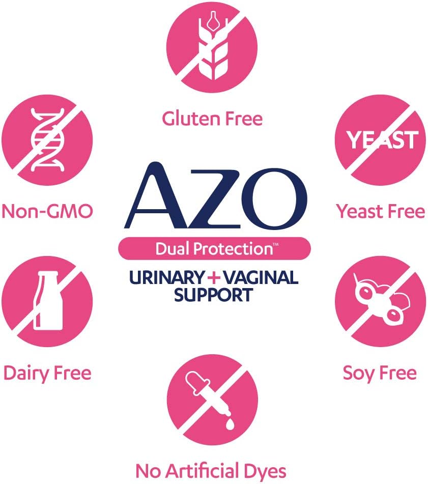 AZO Dual Protection | Urinary + Vaginal Support | Prebiotic Plus Proven Women's Probiotic | Starts Working Within 24 Hours | Non-GMO | 30 Count