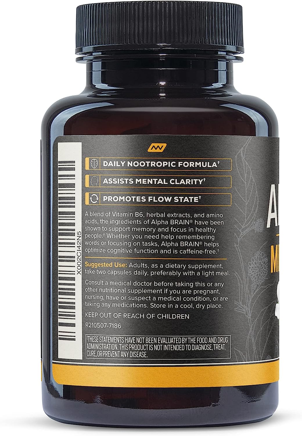 ONNIT Alpha Brain Premium Nootropic Brain Supplement, 30 Count, for Men & Women - Caffeine-Free Focus Capsules for Concentration, Brain Booster& Memory Support - Cat's Claw, Bacopa, Oat Straw