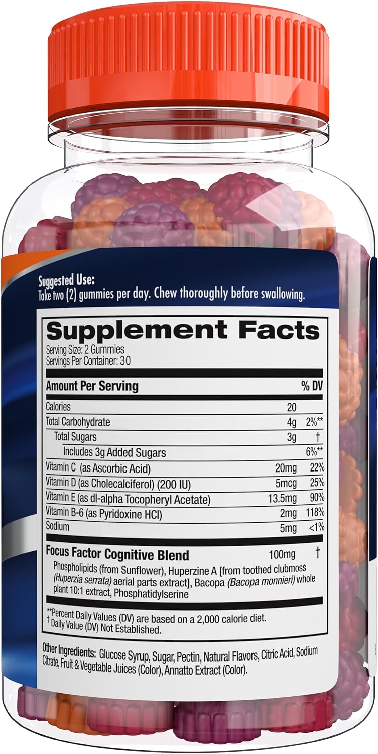 Focus Factor Nutrition for the Brian, Nootropic Gummies, Memory Supplement for Brain - 60 Count