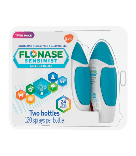 Flonase Sensimist Allergy Relief Nasal Spray for Non-Drowsy, 24-Hour Multi-Symptom Allergy Relief – 120 Sprays (Pack of 2)