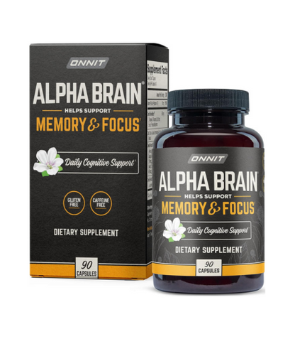 Onnit Alpha Brain Premium Nootropic Brain Supplement, 90 Count, Focus Capsules for Concentration, Brain & Memory Support