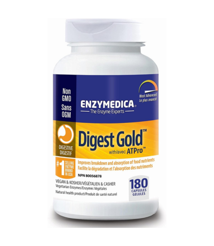 Enzymedica - Digest Gold with ATPro, Daily Digestive Support Supplement with Enzymes and ATP, 180 Capsules