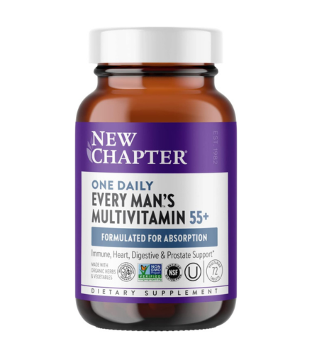 New Chapter Men's Multivitamin 50 Plus for Brain, Heart, Digestive, Prostate & Immune Support with 20+ Nutrients - Every Man's One Daily 55+, Gentle on The Stomach - 72 ct